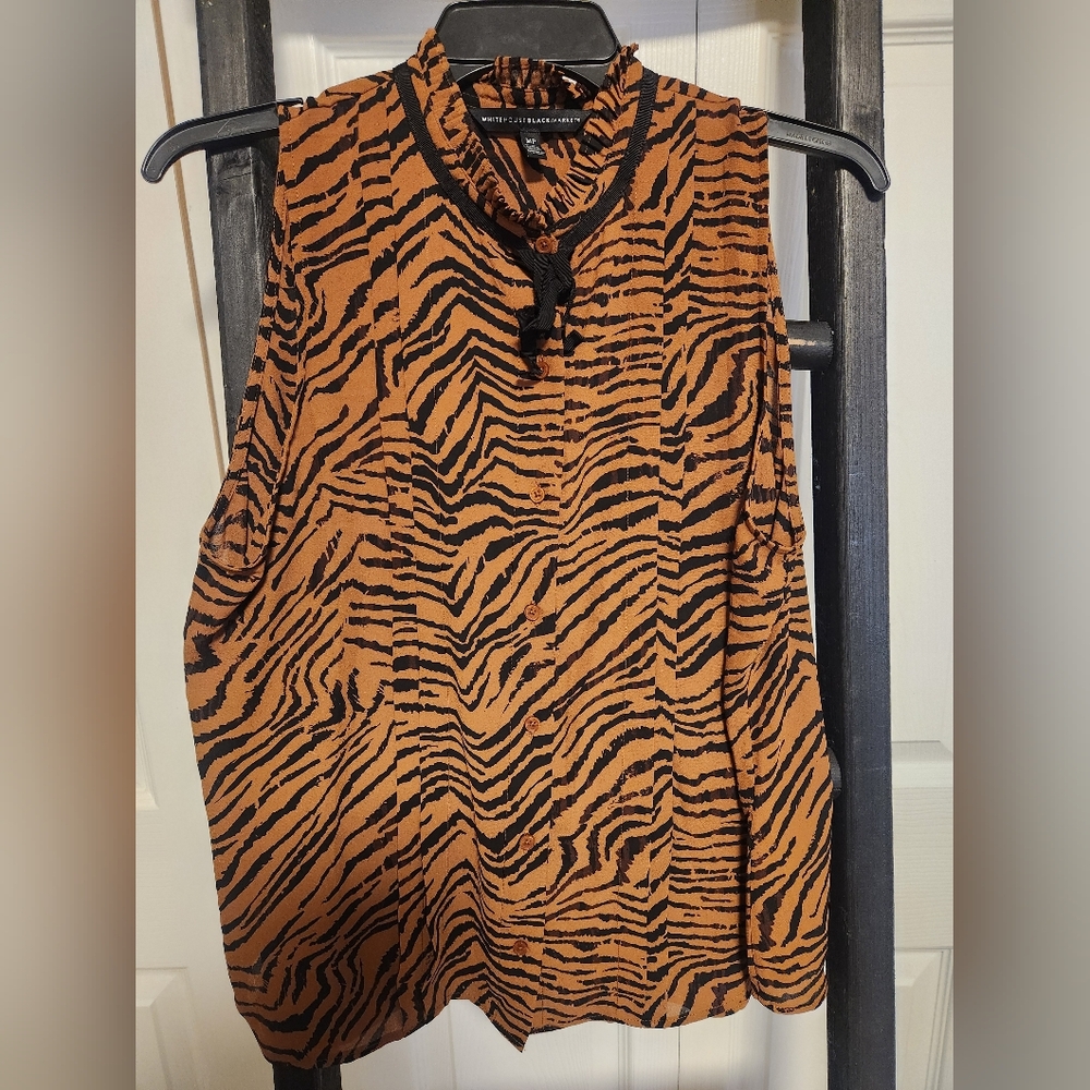 White House Black Market Zebra Print Blouse